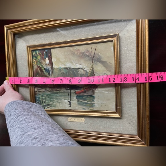 R.F Wally Original Oil Painting Of Sail Boat Signed - Picture 8 of 11